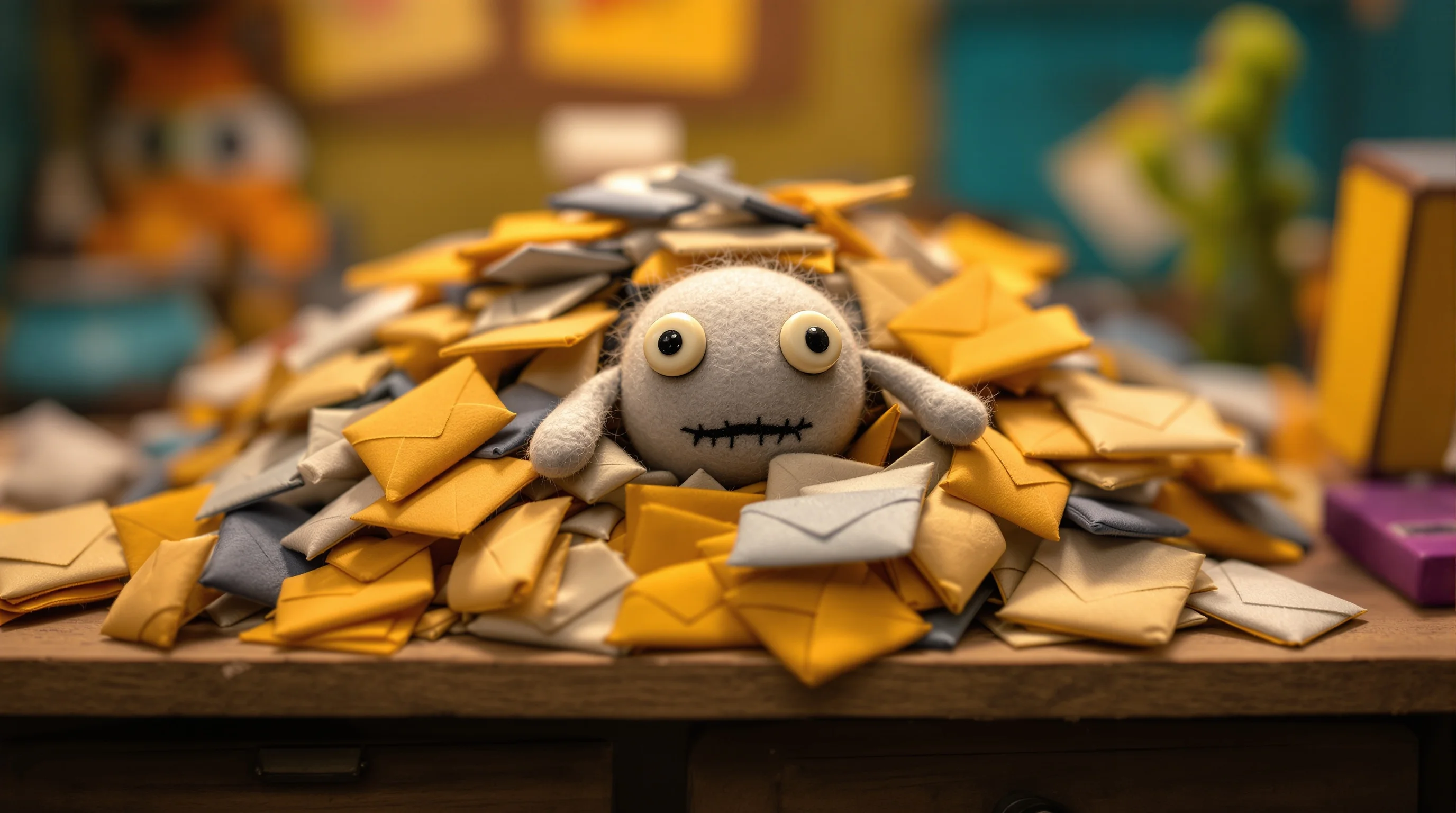 Puppet buried under emails